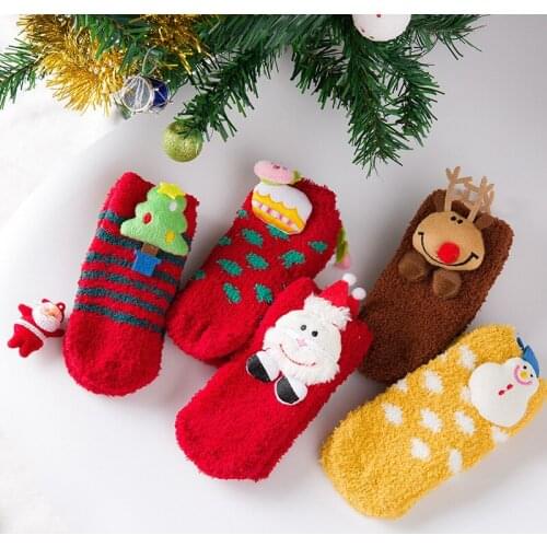2021 Autumn Christmas Baby Gift Socks For Boys And Girls Winter Cartoon Lovely Newborn Clothes 0-3 Years Old New Year Present