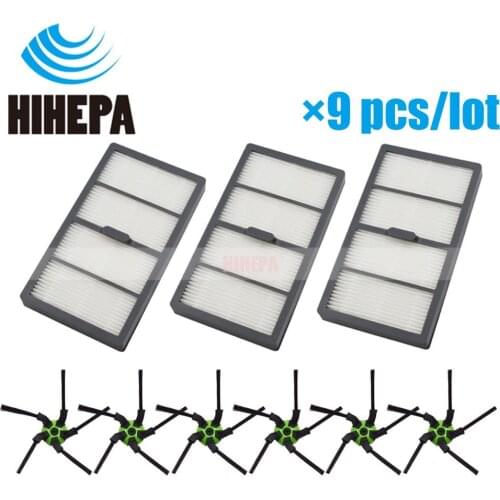 3pcs HEPA Filters & 6pcs Corner Brushes Replacement for iRobot Roomba S Series S9 S9+ Robot Vacuum Cleaner Parts Accessories