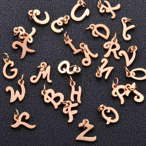 5Pcs/lot Stainless Steel High Polished Alphabet DIY for necklace bracelet Charms A to Z 26 Initial Letters Jewelry Finding