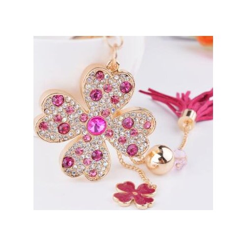50pcs/lot korean style woman rhinestone flower keychain lady fashion rhinestone flower key ring bag pendant