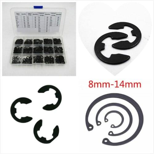 600 pcs/box 1box Black Steel E C Type Clip Circlip Retaining Ring Split Washer Snap Collar for Shaft Fastener