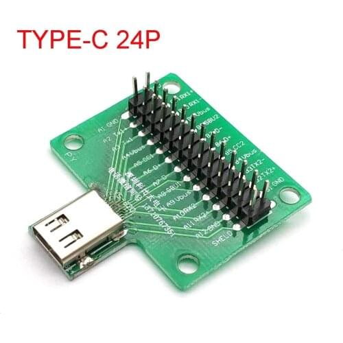 USB 3.1 Type C Connector 24 Pins Female Socket Receptacle Adapter To Connection Wire & Cable 24P PCB Board Support