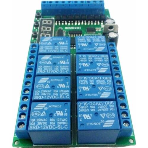 DC 12V 8 Channels Multifunction Timer Delay Relay Board Time Switch Timing Loop Interlock Self-locking Momentary Bistable