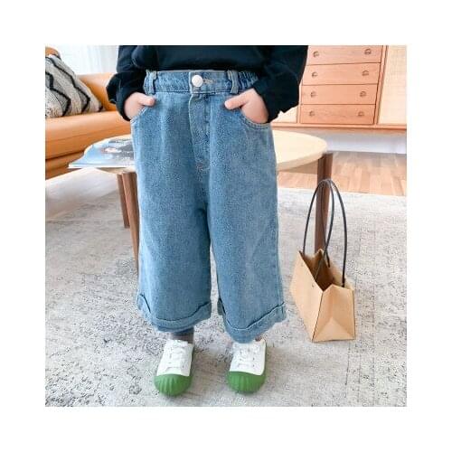 Childrens Jeans 2020 Spring New Boys and Girls Korean Wide Leg Jeans Childrens Fashion Loose Pants Kids Cowboy Pants 2-7 Years