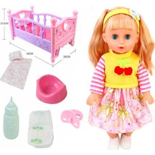 Children Play House Toy Bed Princess Doll Toys Shaker Simulation Crib talking feeding girl reborn dolls Toys Gift