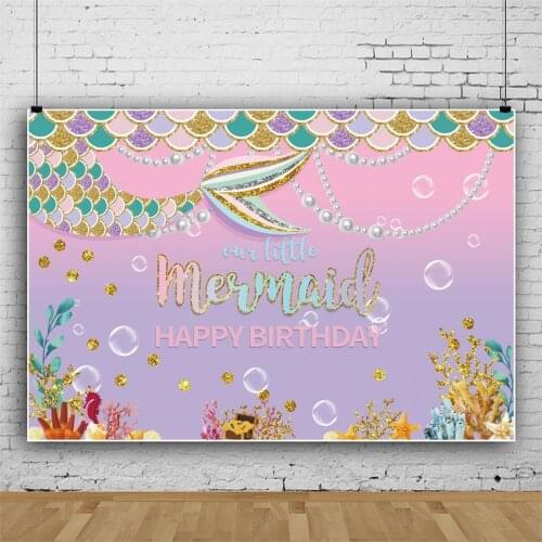 Mermaid Birthday Backdrop Underwater World Photography Background Newborn Kids Backgrounds for Photo Studio Coral Seaweed