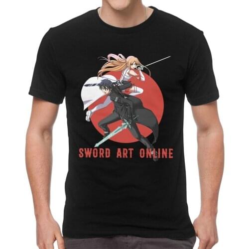 Sword Art Online T Shirts Men Short Sleeve Cotton T-shirt Anime Manga Sao Kirito Kirigaya Kazuto Tees Top Novelty Tshirt Gift