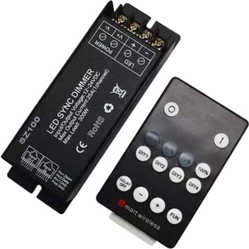 Quality 300W 25A DIY Led Controller Dimmer DC12V 24V RF Wireless Remote to Control Single Color Led Strip Light SMD 3528 5050 56