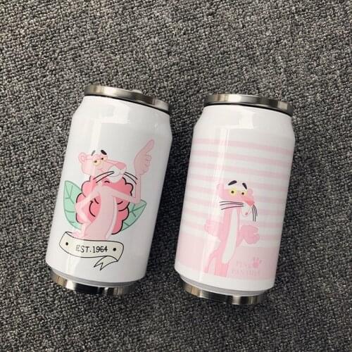 300ml Cute Funny With Straw Coffee Mug Vacuum Cup Thermos Stainless Steel Tumbler Thermocup Travel Drink Bottle Beverage Can