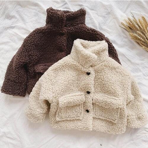 Lambswool Jackets for Baby Boys Winter Thicken Warm Boys Girls Casual Jackets Long Sleeve Children Kids Outwear Coats 12M-6T