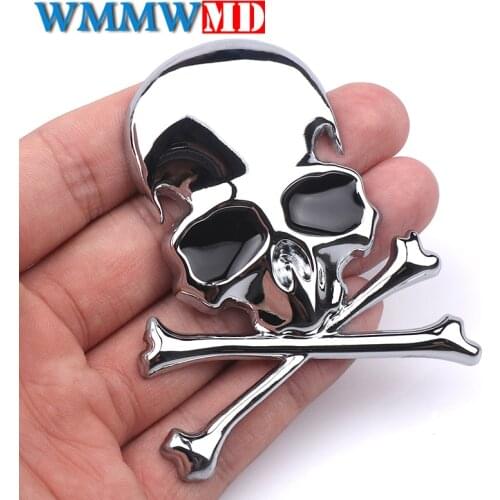 7.2x6CM 3D Metal Skull Skeleton Crossbones Car Motorcycle Sticker Truck Label Emblem Badge Car Styling Decoration Accessories