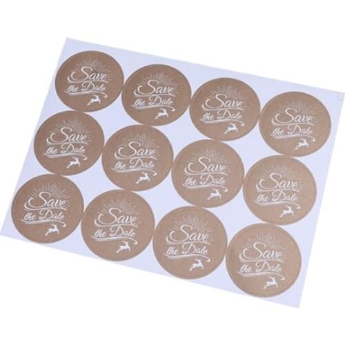120Pcs/lot Kraft Paper Sticker DIY Save The Date Sealing Sticker DIY Note Gift Labels Gift box Seal Sticker