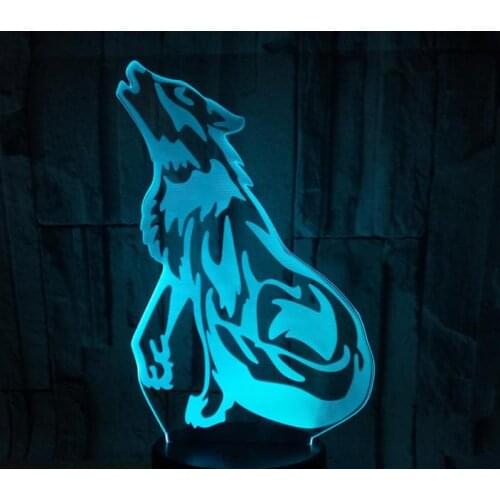 New Wolf 3d Visual Lamp Touch Led Acrylic 3d Illusion Moderne Desk Lamp Creative 3d Night Table Lamps For Living Room