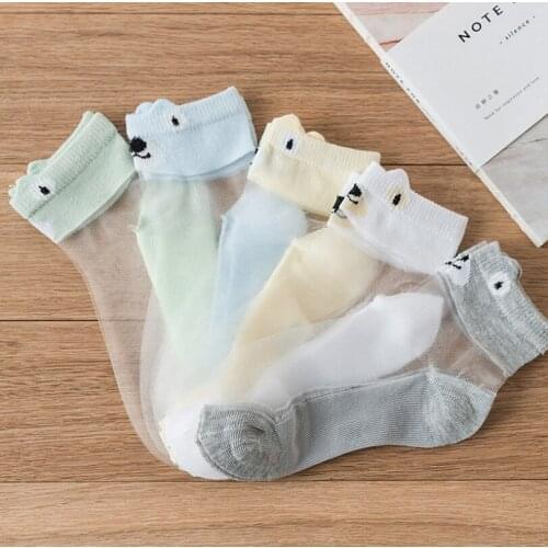 Super Thin Baby Summer Lace Socks 5 Colors New Children Infant Girls Cartoon Dog Socks Clothing Newborn Toddler Ice Socks gifts