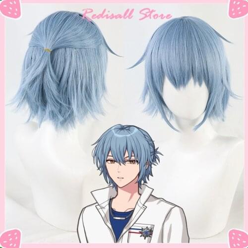 Promise of Wizard Nero Wig Cosplay Blue Short Hair Heat Resistant Synthetic Halloween Free Wig Cap for Adult Unisex