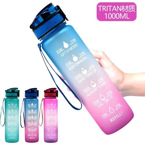 1L Plastic Water Bottle Frosted Gradient Bouncing Cup Sports Space Cup Sports Fitness Outdoor Bottle Xmas Gift New Year Gifts