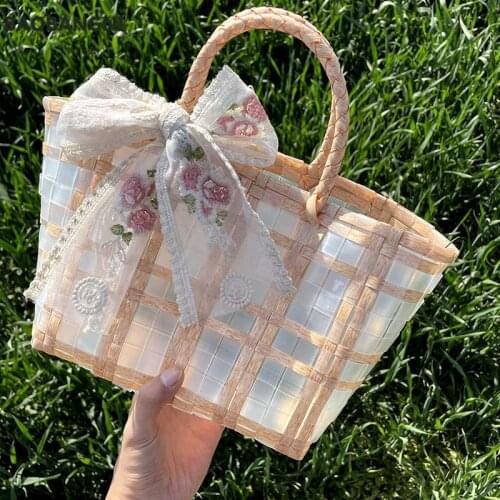 Transparent Weave Large Tote bag Summer New High quality Womens Designer Handbag Large-capacity Shopping bag Beach bag