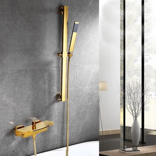 Waterfall Bathtub Shower Faucet Black/White/Gold/Chrome Brass Bathroom Shower Mixer Faucet Concealed Wall Mounted Mixer Tub Taps