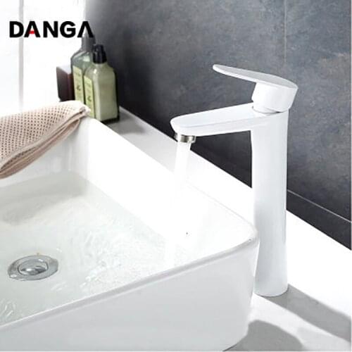Bathroom Faucet White/Black Basin Faucet Tall Sink Tap Hot and Cold Mixer Single Control Double Control Water Tap Vanity Faucet