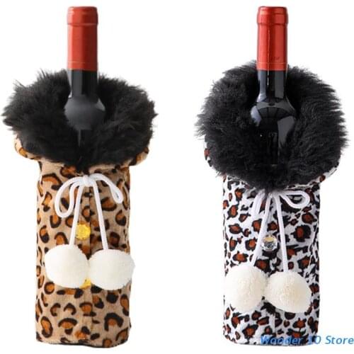 Faux Fur Wine Bottle Bag Christmas Wine Bottle Cover for Winter Holiday Dinner Party Thanksgiving Wedding Decorations