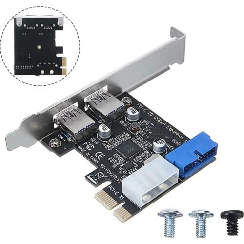 Super-speed 5Gbps Expansion Adapter Boards PCI-E to USB 3.0 2 Port Card Connector with Front 20Pin For Windows XP/Server