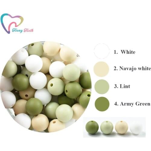 Teeny Teeth 20 PCS Silicone Beads 12 MM Round BPA Free DIY Bead For Tooth Silicone Teether Necklace Jewelry Making Baby Teething
