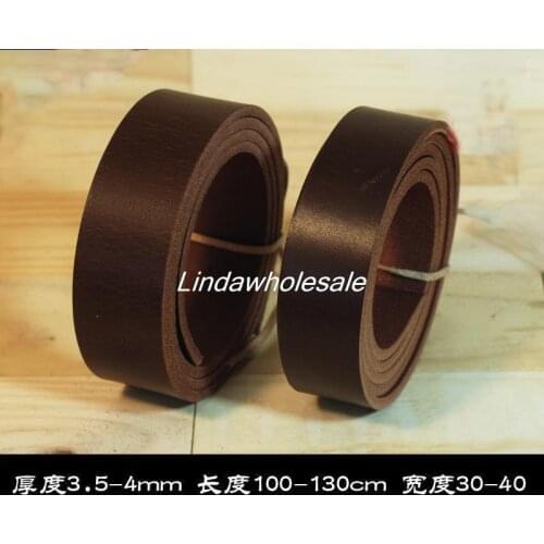 Dark brown leather belt strip thickness 3.5-4mm Length 110-130cm leather craft sewing material