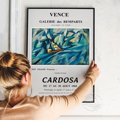 1965 Portugal Museum Exhibition Poster, Amadeo De Souza-Cardoso Abstract Hand-Painted Oil Painting, Vintage Wall Decor Prints