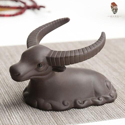 NEWYEARNEW 1piece Purple Clay Mascot Tea Pet Accessories Handicraft Cattle Home Decoration Business Gift Furnishing