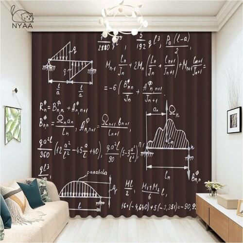 Vintage Scientific And Educational Formulas Curtains Europe Curtain Decoration Hangings Black Curtains On Windows Micro Shading