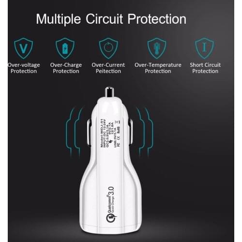 Car USB Charger Quick Charge 3.0 Mobile Phone travel adapter 2 Port USB Fast Car Charger for iPhone Samsung