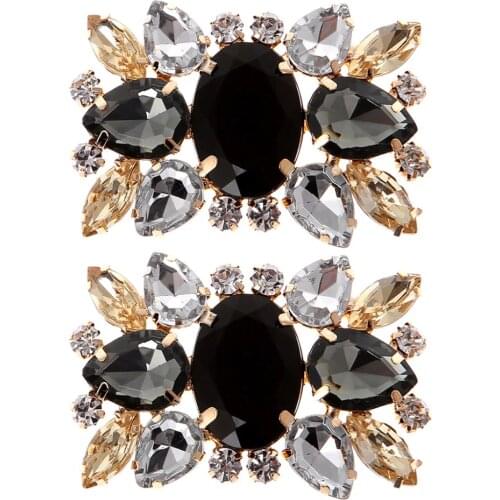 New 2Pcs Rhinestone Shoe Clips Accessory DIY Decoration Vintage Style For Women 5.8x4cm