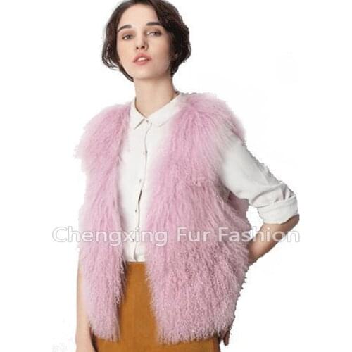 CX-G-B-191C Short Style European Autumn and Winter Genuine Mongolian Sheep Fur Vest