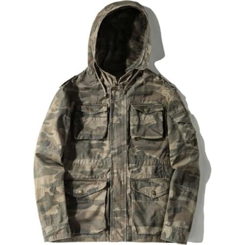 Winter Autumn Hooded Mens Coats Outdoor Military Camouflage Mens Jackets Safari Style Male Topcoats European and American Style