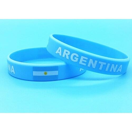 100pcs Argentina Flag Silicone Bracelet Sport Wristbands Print Country Men Women Rubber Wrist Strap Bangle Outdoor Accessories