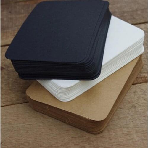 100 Pcs Diy Business Noted Mini Blank Kraft Card Retro Style 350G Paper Thick Black White Brown Paper Word Cards