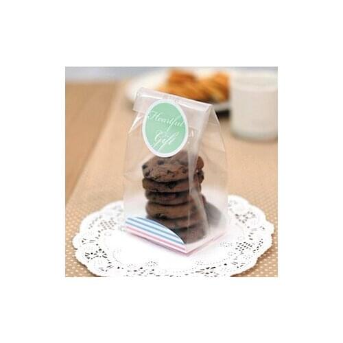 100 Pcs Scrub Cookie Bags With Stripe Board,Bakery Gift Cello Bag,Cake Candy Bag