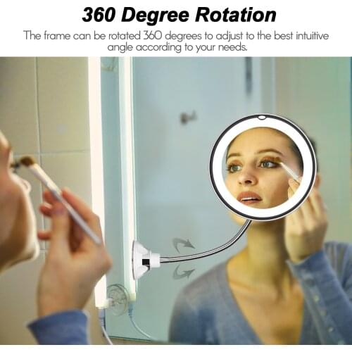 10X Magnifying LED Makeup Mirror Bedroom Adjustable Flexible Gooseneck Cosmetic Mirror Bathroom Magnification Vanity Mirror
