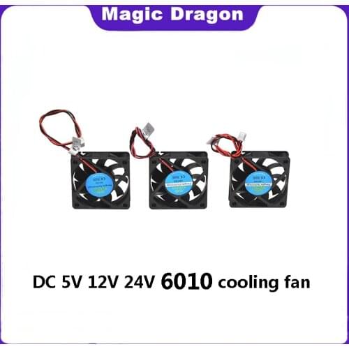 2 Pieces 5V 12V 24V 60mm 6010 DC Fan 60x60x10mm 6cm Cooling Cooler Fan Computer PC CPU Case Cooling Ball Bearing Fan