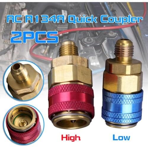 2PCS Car Air Conditioner Fluoride Converter AC R134A Quick Coupler Connector Adapter Fittings High Low Manifold Hoset Durable