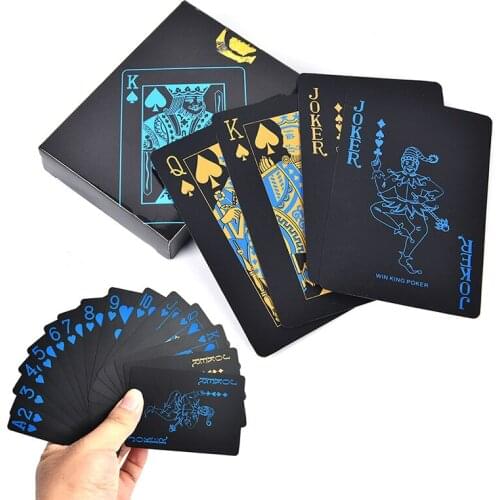 55Pcs/Set Waterproof PVC Plastic Playing Cards Poker Classic Tool Pure Black Magic Box-packed Dropshipping Magic Tricks