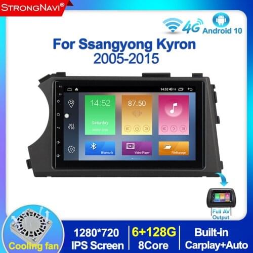 6+128G Android 11 2Din Car Radio Multimedia Player For Ssang yong Ssangyong Actyon Kyron GPS Navigation BT WIFI 4G Lte Carplay