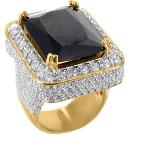 Free shipping bing bling jewelry rick ross style CZ big black stone micro pave ring for men