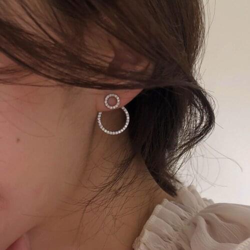 Shinny Zircon Beads Earrings For Women Fashion Jewelry High Quality Geometric Round Stud Earring Korean Ladies Charms Earings