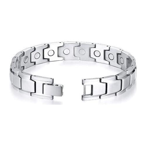 For Mens Gifts Shiny Stainless steel health care magnet germanium (Ge) Chain bracelet Bangle Fashion XMAS Gifts 12mm