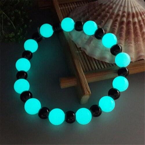 AAA Quality Natural Stone Luminous Beaded Bracelet Men Charm Light Glowing Beads Fluorite Bracelets For Women Yoga Jewelry Gifts