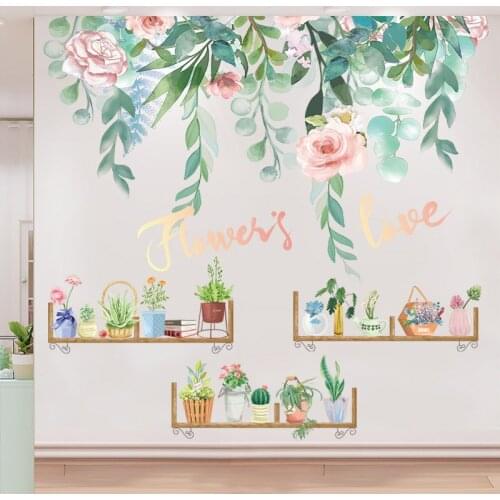 Potted Plant Wall Sticker PVC Material DIY Flowers Leaves Wall Decor Decals for Living Room Kitchen Nursery Home Decoration