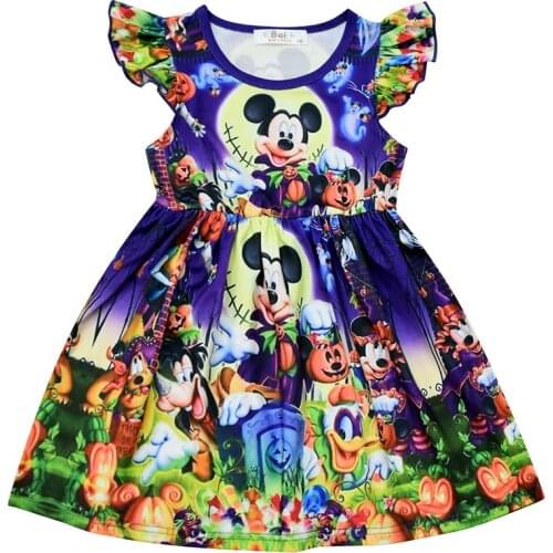 Disney cartoon print Mickey Mouse ice silk girl dress birthday party children fashion skirt
