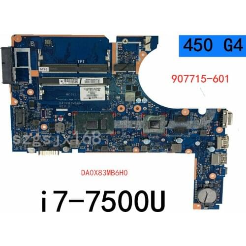 For HP probook 450 g4 laptop computer da0x83mb6h0 motherboard w / i7-7500U 907715-601 100% test ok