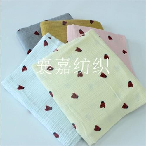 Cotton Linen Crepe Double Layer Gauze Printing Childrens Clothing Fabric Seersucker Anti Mosquito Pants Pajamas Fabric